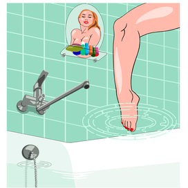 Женщина и ванна 1. Постер. Векторная графика. Работа сделана в Adobe Photoshop.
