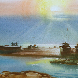 Рижский залив.Рыбацкие лодки в Рое.Латвия