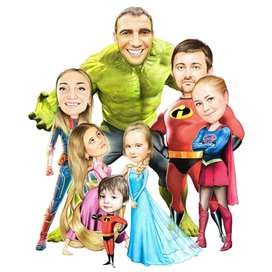 2D иллюстрация/портрет.Семья.Комикс(Marvel,Disney)
