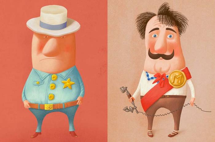 Эскизы персонажей : капитан, мер Мишель