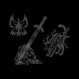 Звезда, меч, кот с молниями