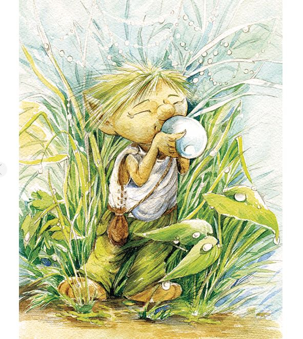 Малышка и капелька росы