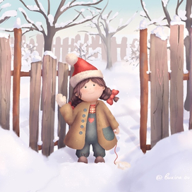 Зимняя девочка идёт гулять