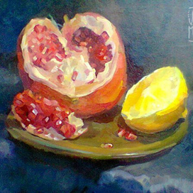 Натюрморт с гранатом и лимоном