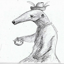 муравьед с яблоком