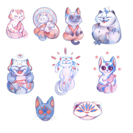 Серия скетчей "котики буддисты"