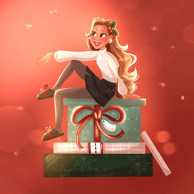 Новогодняя иллюстрация девушка