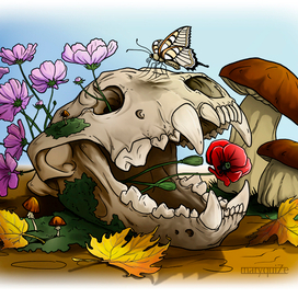 Skull and butterfly