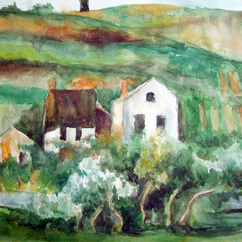 Копия картины Сезанна "Домики в Овере"