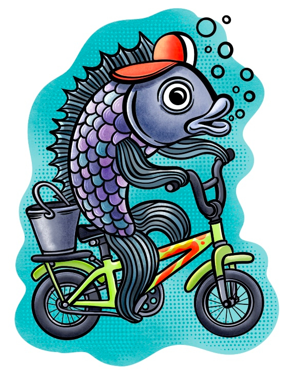 Рыба на велосипеде