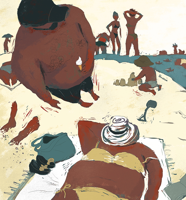 Пляж (мужчина с мороженым)