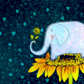 лунный слоник на солнечном подсолнухе