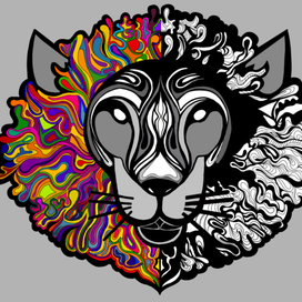 Цветное черно-белое. 