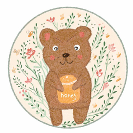Медвежонок с мёдом. Детская иллюстрация.