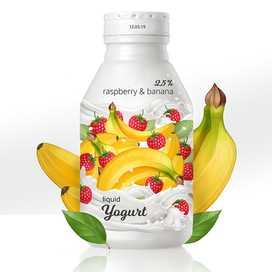 Йогурт - Дизайн упаковки - Банан и малина