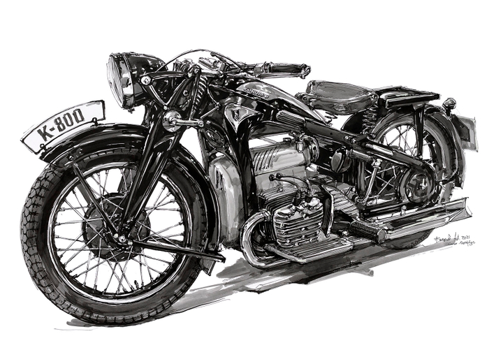 рисунок, мотоцикл Zundapp K800