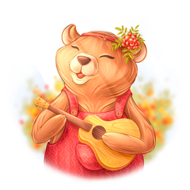 Мишка играет на гитаре