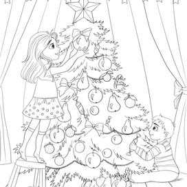 Страница книжки-раскраски «Подарок Дедушке Морозу»