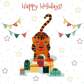 Tigers. Greeting card.