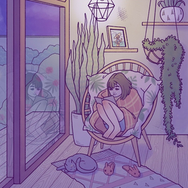 Открытка «ночное чтение»