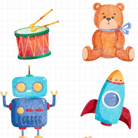 Милые детские стикеры Игрушки