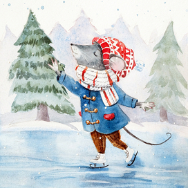 Мышка на коньках