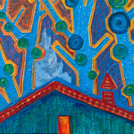 Trees, mistletoe, winter evening