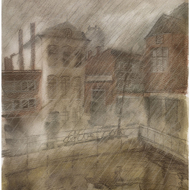 Дождь в Мехелене через окно автобуса.