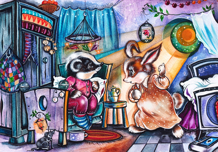 Приключения Барсука и Кролика. А.Серов. Иллюстрация