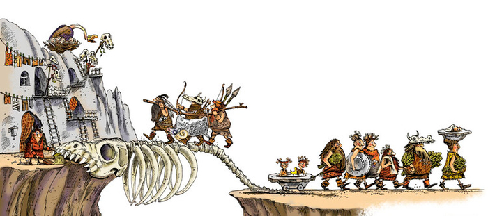 Иллюстрация к книге А. Усачёва «Первобытная история», издательство «Азбука», 2015 г.