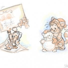 Щенок и котенок.