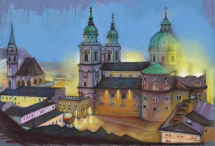 Огни вечернего Зальцбурга.