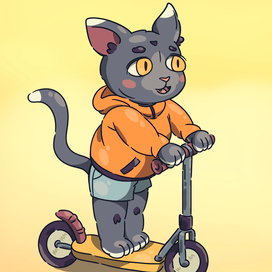Кот на самокате