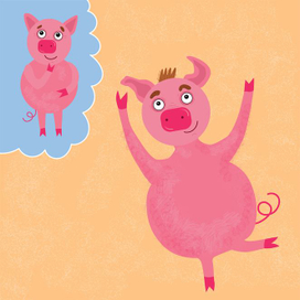 Этот милый розовый  поросенок вырос в большую розовую свинью