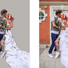 портрет по фото, свадьба