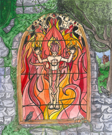 Витраж заброшенной церкви