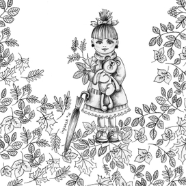 девочка с листьями