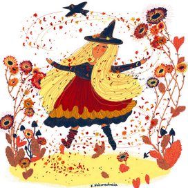 Witch of autumn flowers