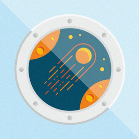 Flat illustration "From the porthole"