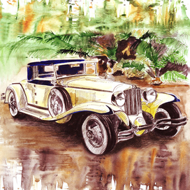 жёлтый ретро-автомобиль