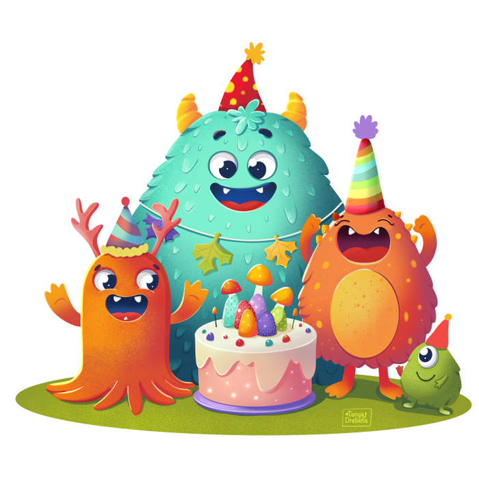 Семья лесных монстриков. День рождения