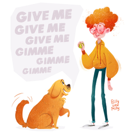 Мальчик с собакой / Детская иллюстрация