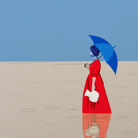 В красном платье