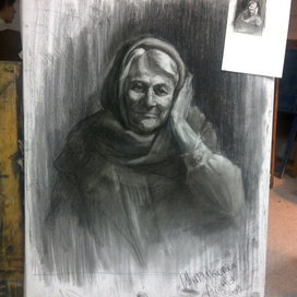 работа с натуры,уголь ,чуть меньше А1 (3 курс,2015г)