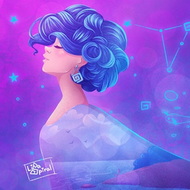 Постер со космической девушкой