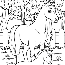 Лошади. Для раскраски "Домашние животные"