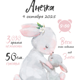 Метрика для малышей "Зайка"