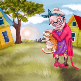 бабуля с котом