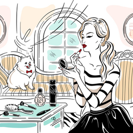 Кадр для анимационного ролика косметической компании Clinique ( fashion  glamor illustration girl woman люди человек женщина фэшн иллюстрация девушка гламур ) 