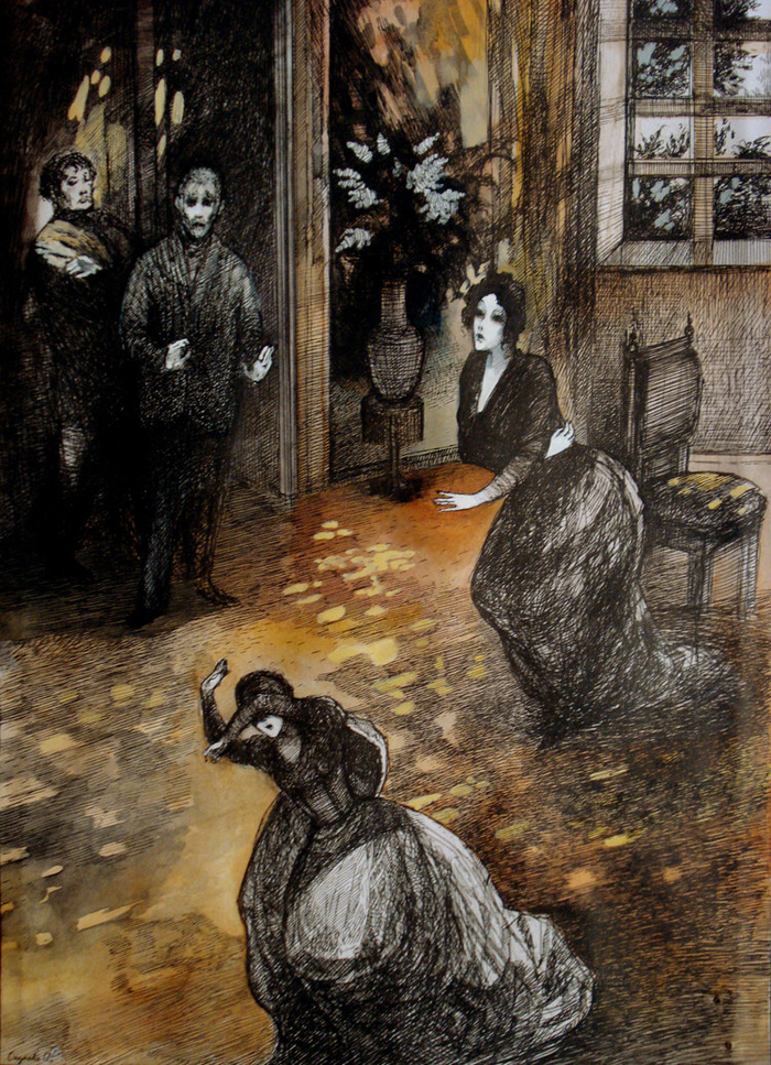 Свидание Аглаи с Настасьей Филипповной.